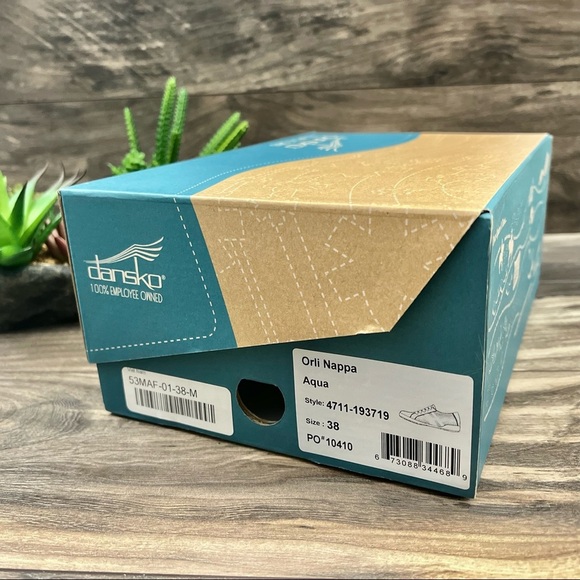 NIB Dansko Orli Nappa Leather Sneaker Aqua Blue - Picture 11 of 13